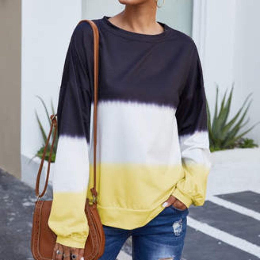 COEUR DE VAGUE BLACK COLOR BLOCK CREWNECK SHIRT SM